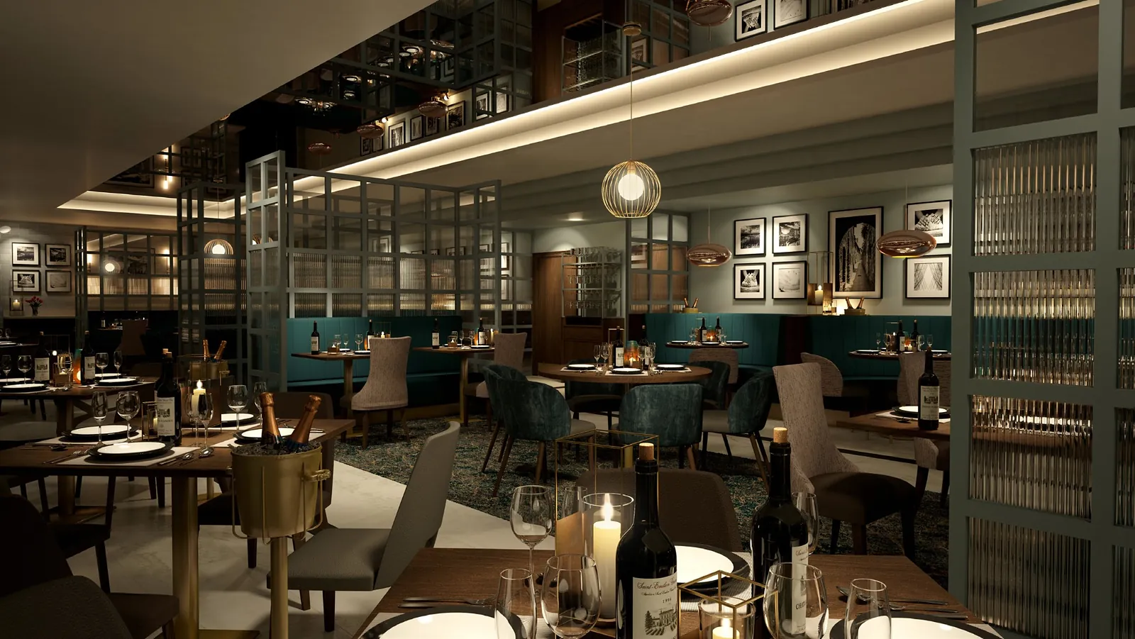 Restaurant booths, gallery walls and bespoke joinery