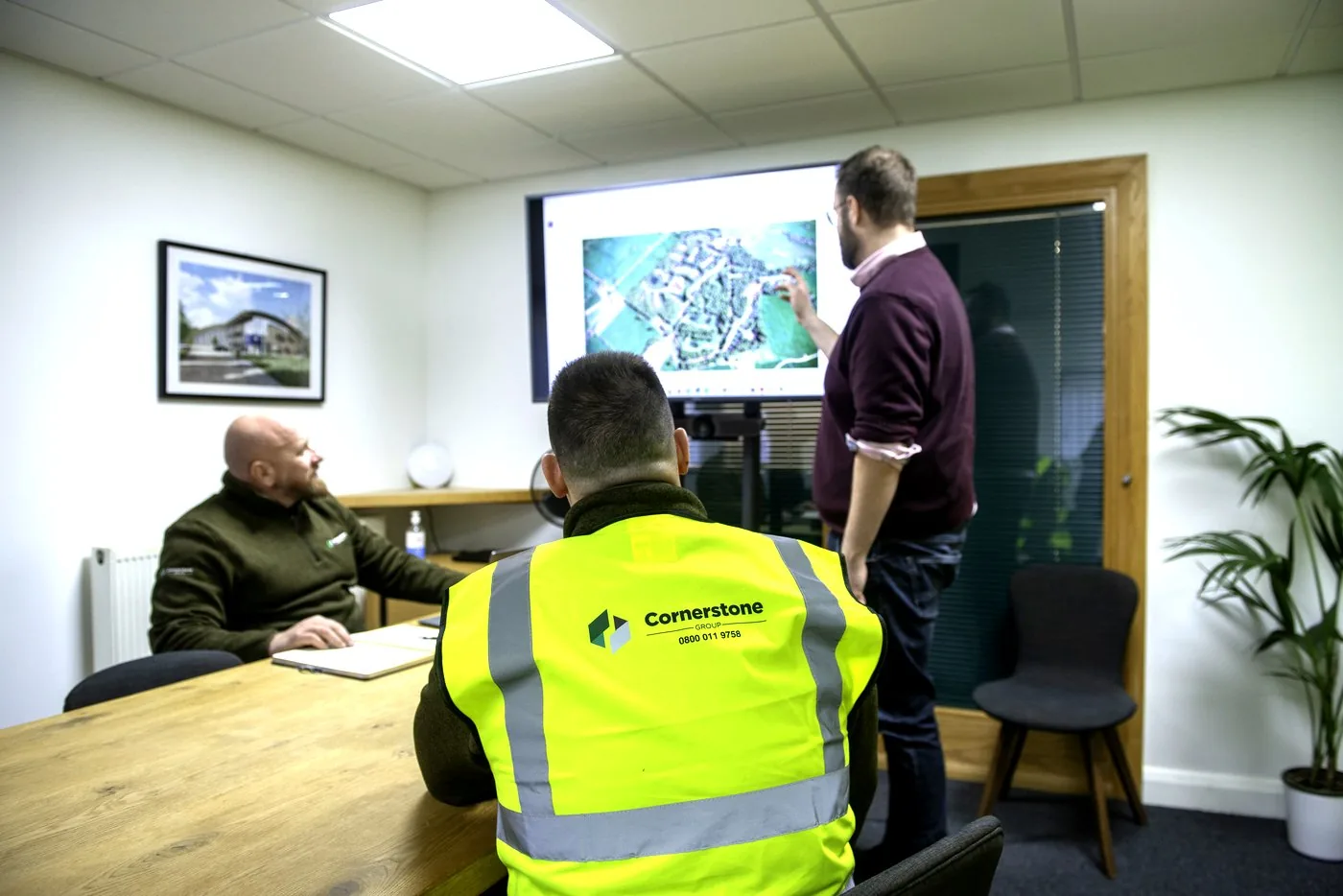 The Cornerstone Fitout team going through drawings on site