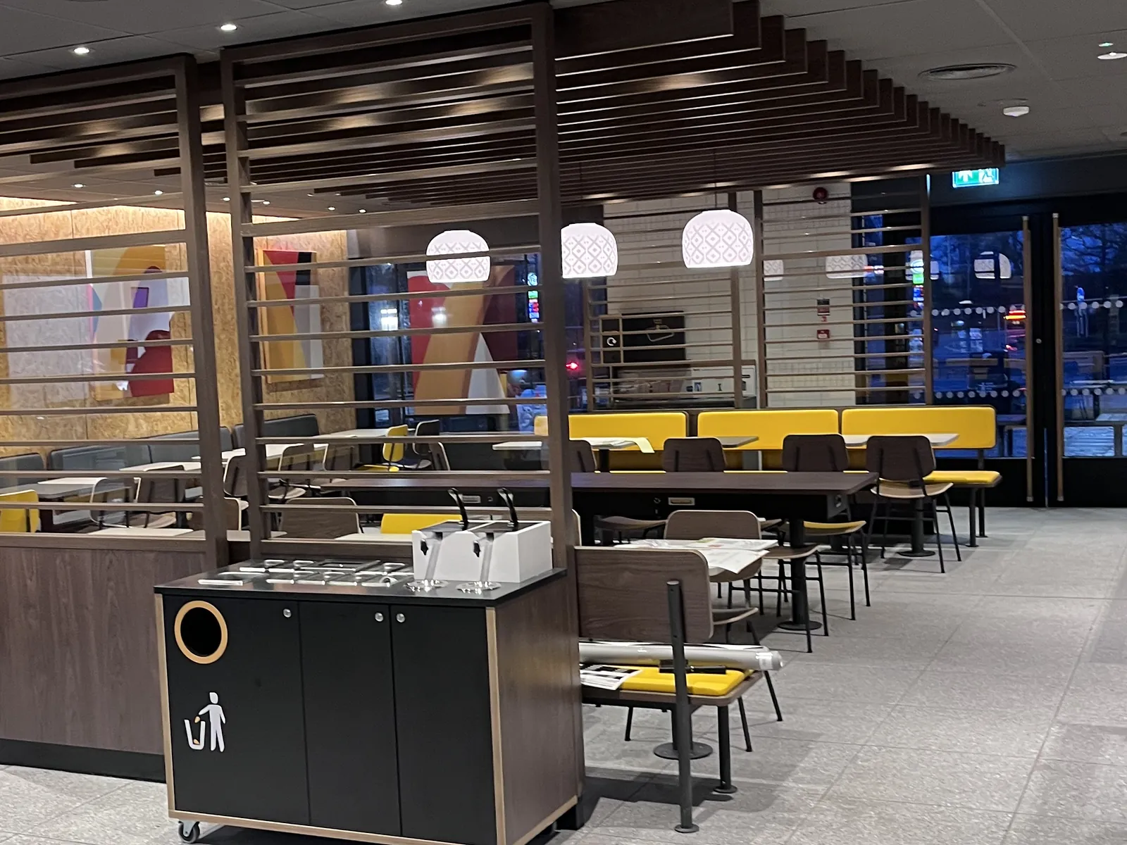 Timber slatted screens and booth seating
